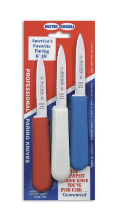 Dexter Russell Red White Blue Paring Knife 3-pack; Kitchen Knives