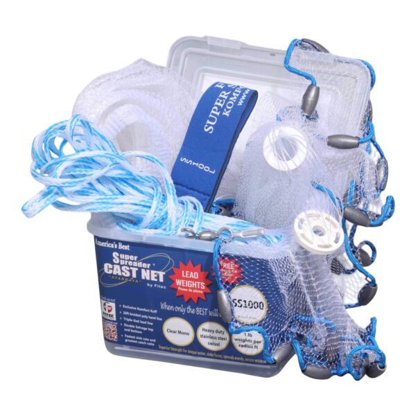 SS-1000 Super Spreader™ 3/8" Clear Mono Cast Net – 1 lb Lead per Radius Foot