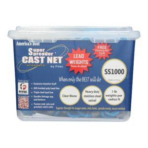 SS-1000 Super Spreader™ 3/8" Clear Mono Cast Net – 1 lb Lead per Radius Foot