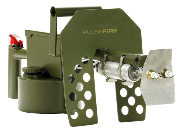 Exothermic Technologies Pulsefire LRT Green Powder Coated Aluminum/Brass/Viton 25 ft Flame Range 25.70" Long Fuel Gasoline/Gasoline, Diesel Mix Includes Battery/Battery Charger